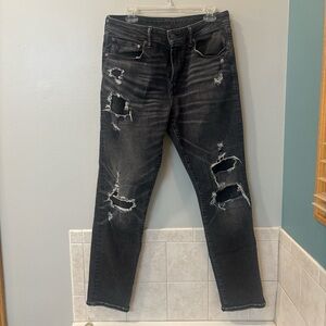 American Eagle Outfitters Black Distressed Jeans size 34x34